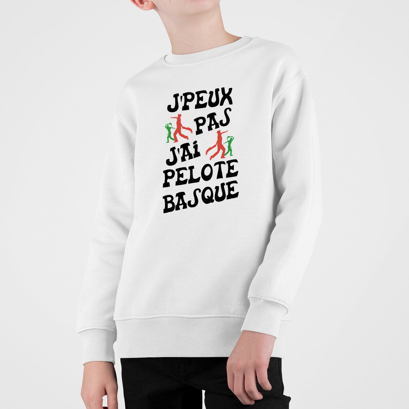 Sweat Enfant J'peux pas j'ai pelote basque Blanc