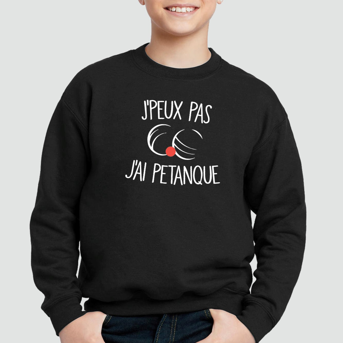 Sweat Enfant J'peux pas j'ai pétanque Noir