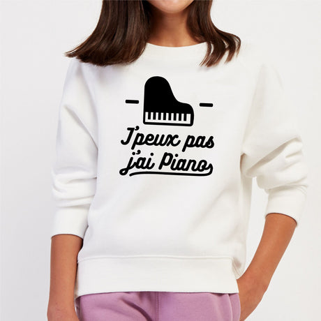 Sweat Enfant J'peux pas j'ai piano Blanc