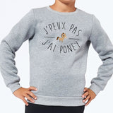 Sweat Enfant J'peux pas j'ai poney Gris