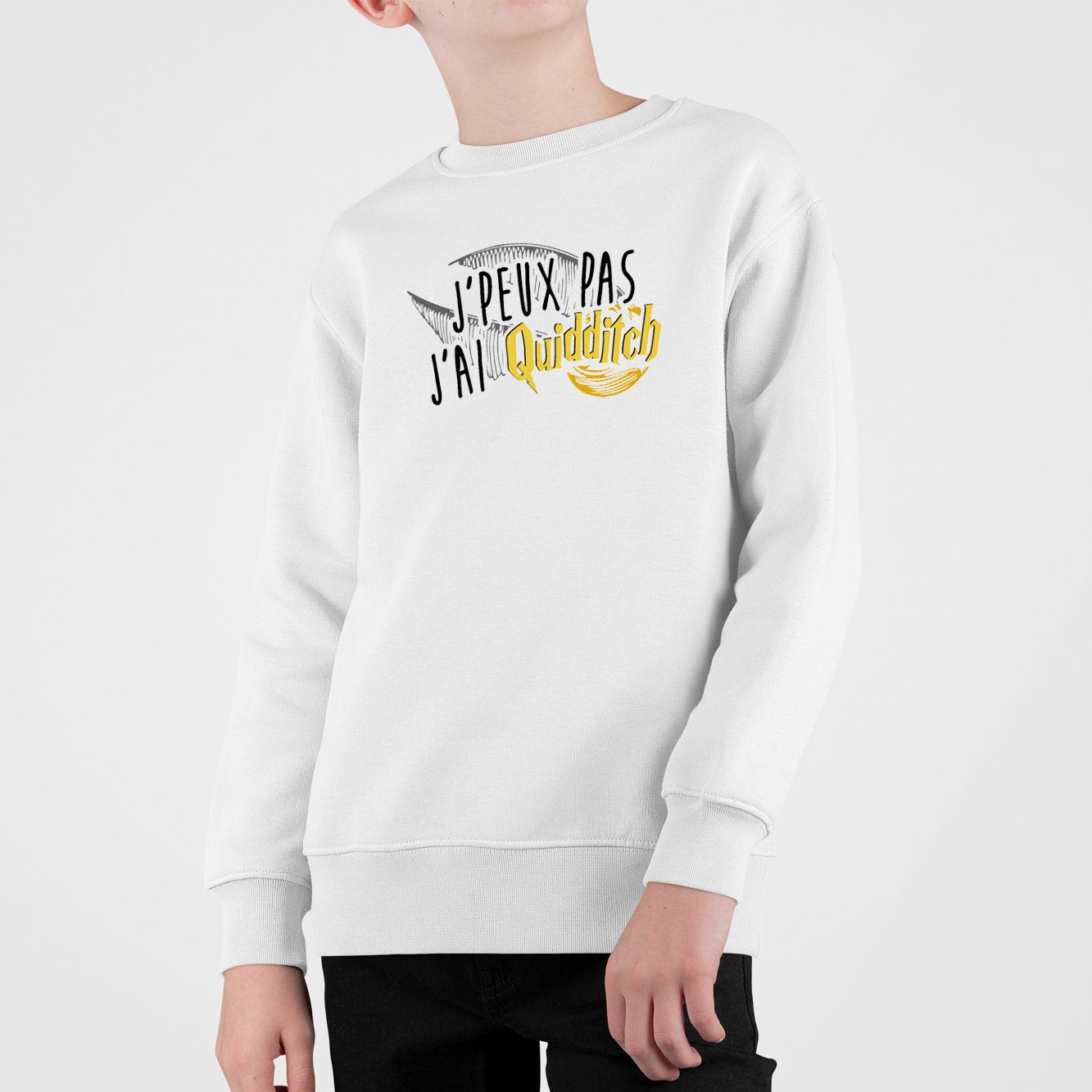 Sweat Enfant J'peux pas j'ai Quidditch Blanc