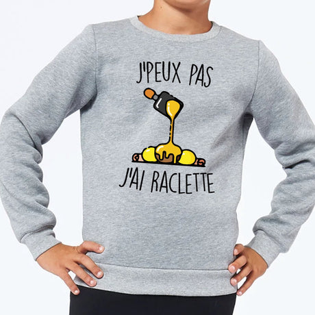 Sweat Enfant J'peux pas j'ai raclette Gris