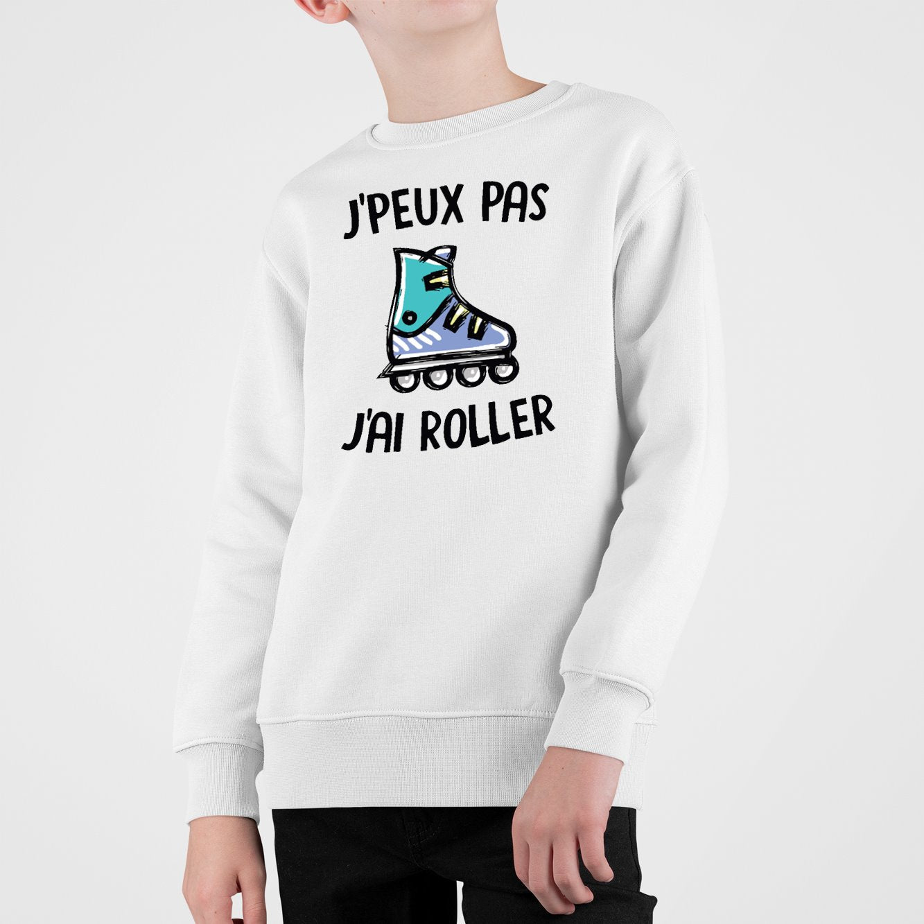 Sweat Enfant J'peux pas j'ai roller Blanc