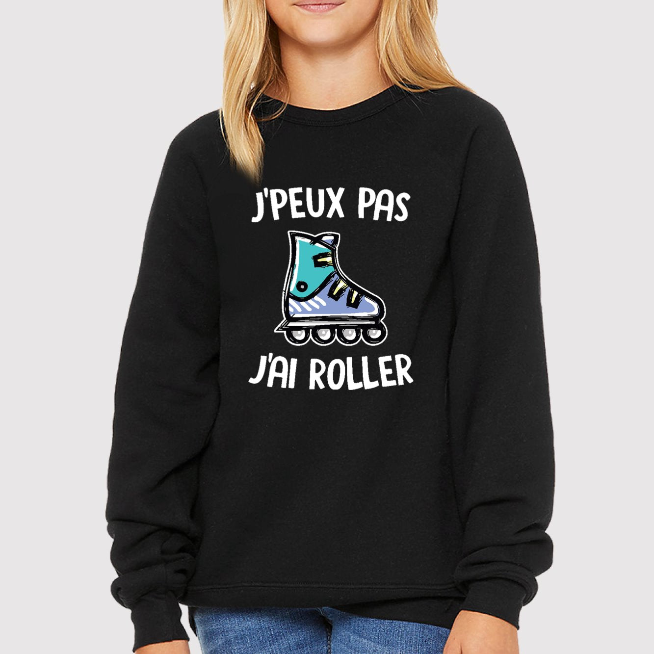 Sweat Enfant J'peux pas j'ai roller Noir