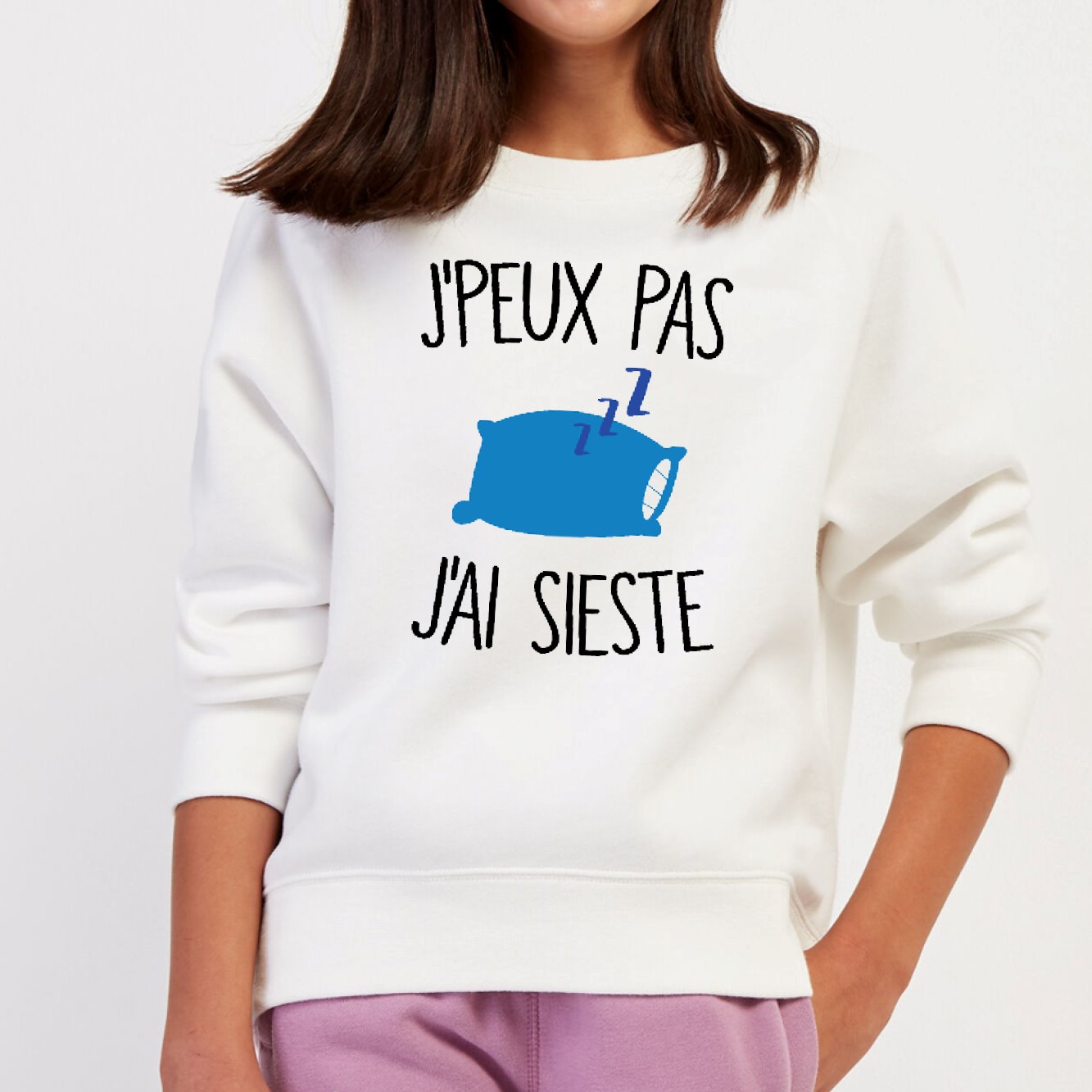 Sweat Enfant J'peux pas j'ai sieste Blanc