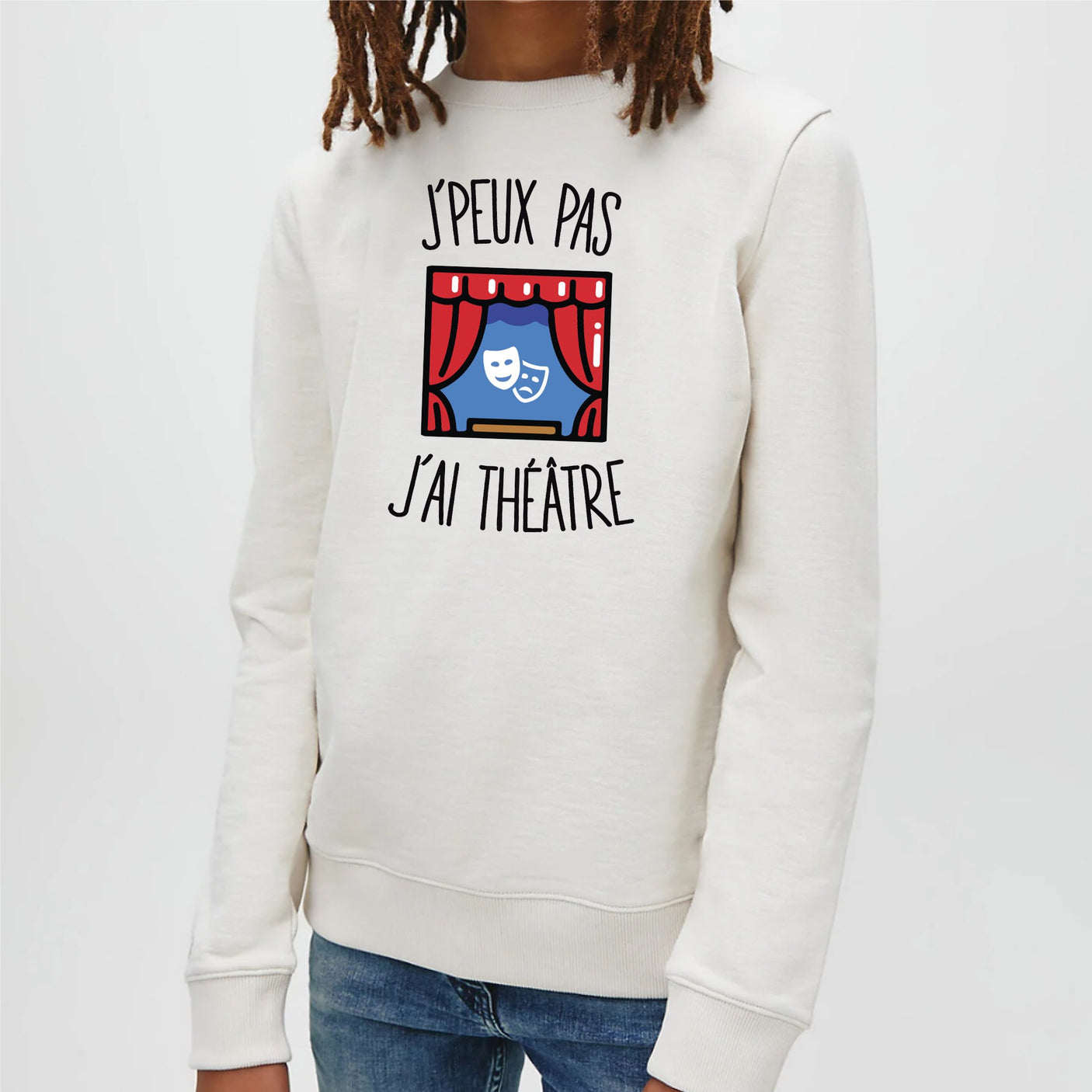 Sweat Enfant J'peux pas j'ai théâtre Blanc