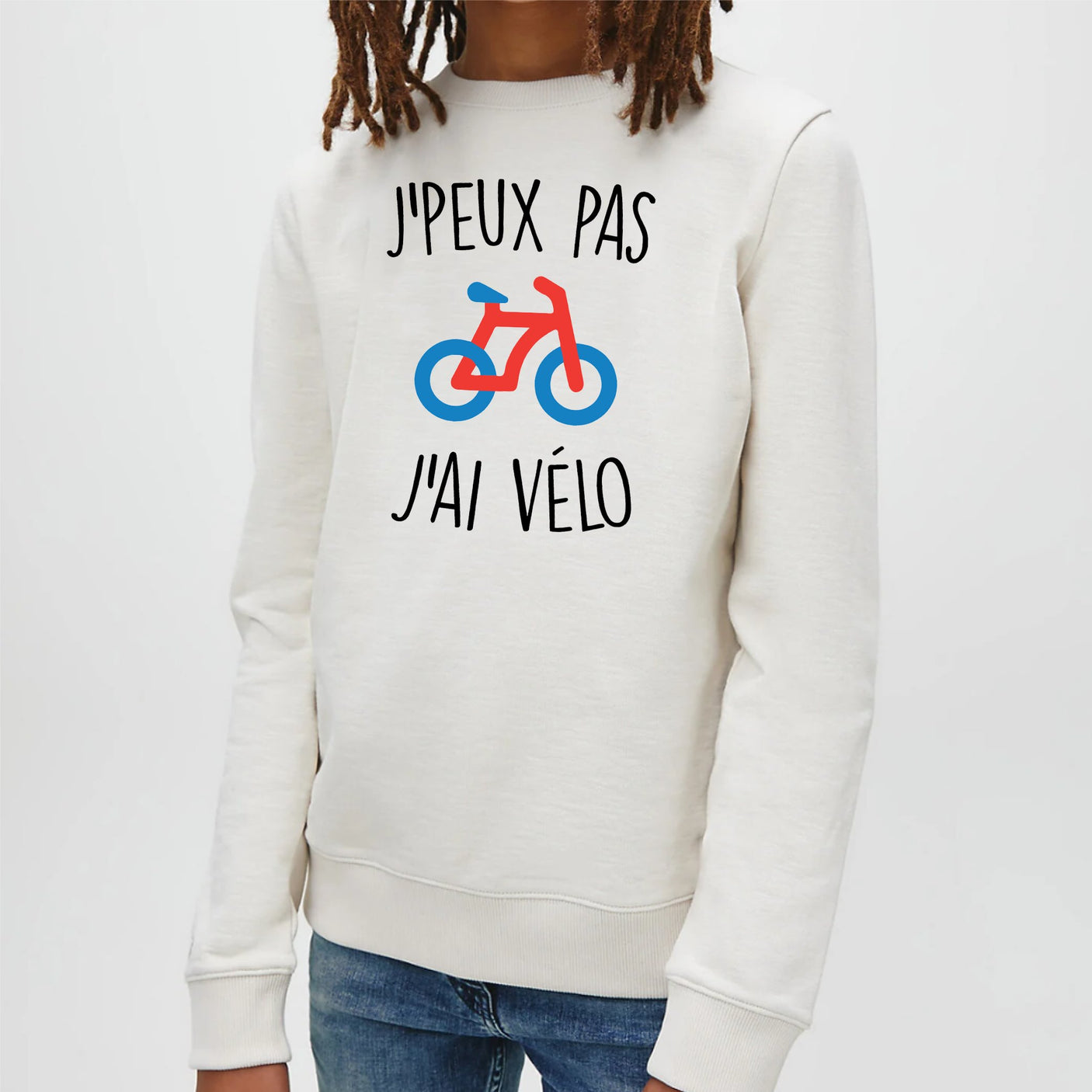 Sweat Enfant J'peux pas j'ai vélo Blanc