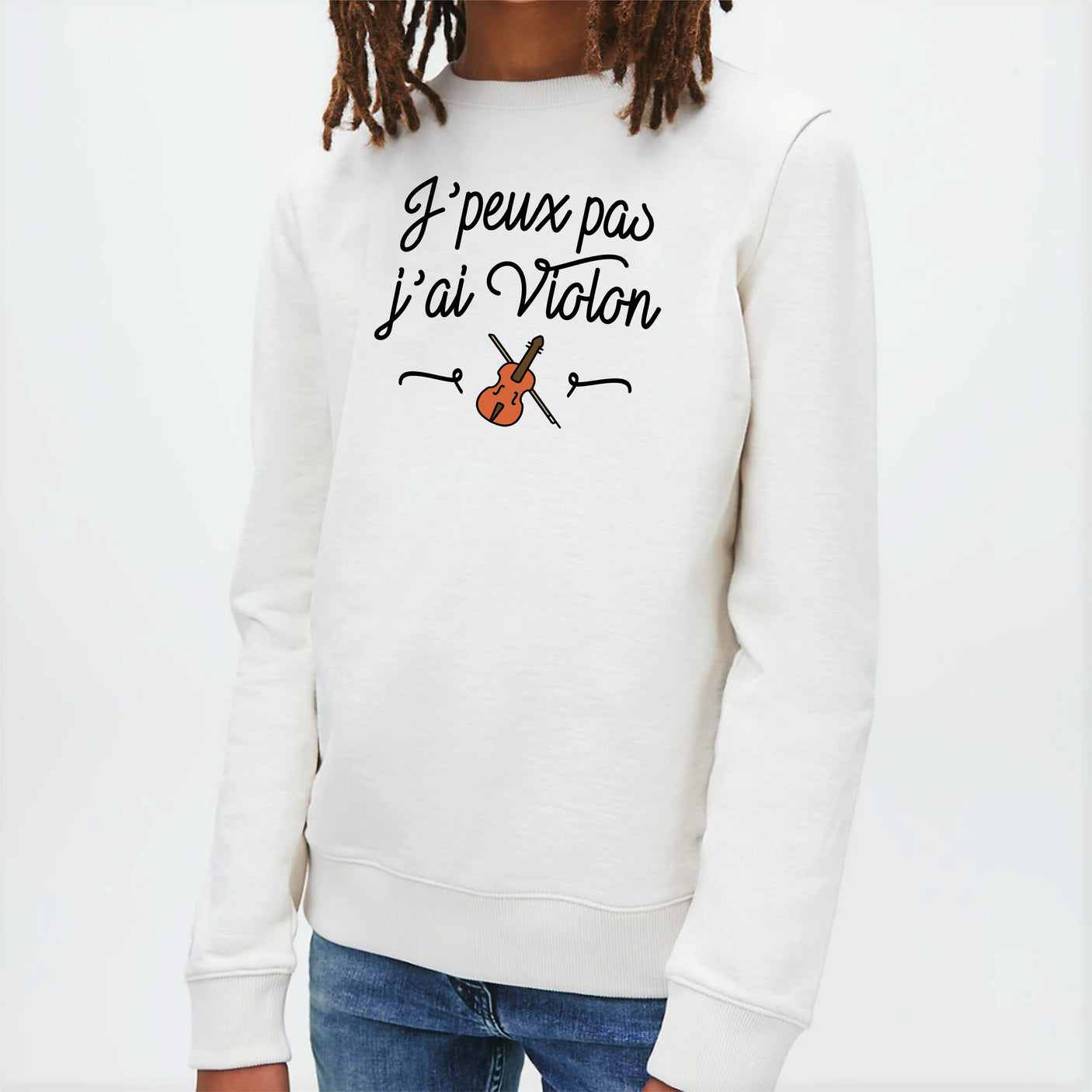 Sweat Enfant J'peux pas j'ai violon Blanc