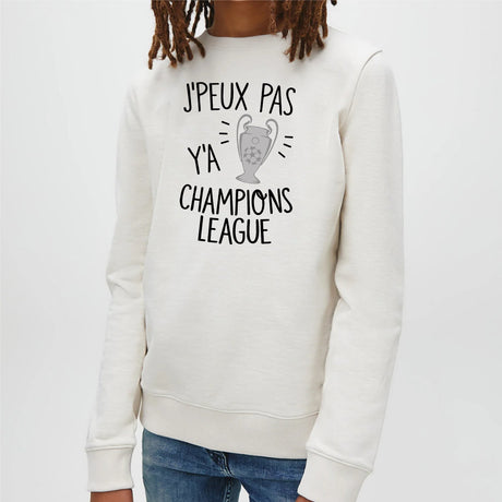 Sweat Enfant J'peux pas y'a champions league Blanc