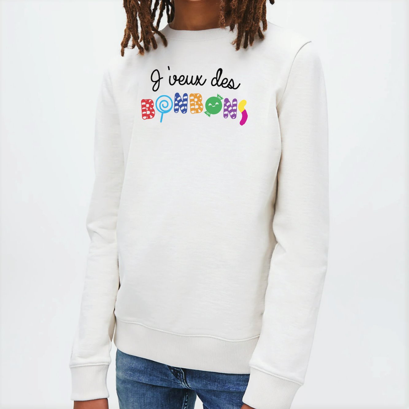 Sweat Enfant J'veux des bonbons Blanc