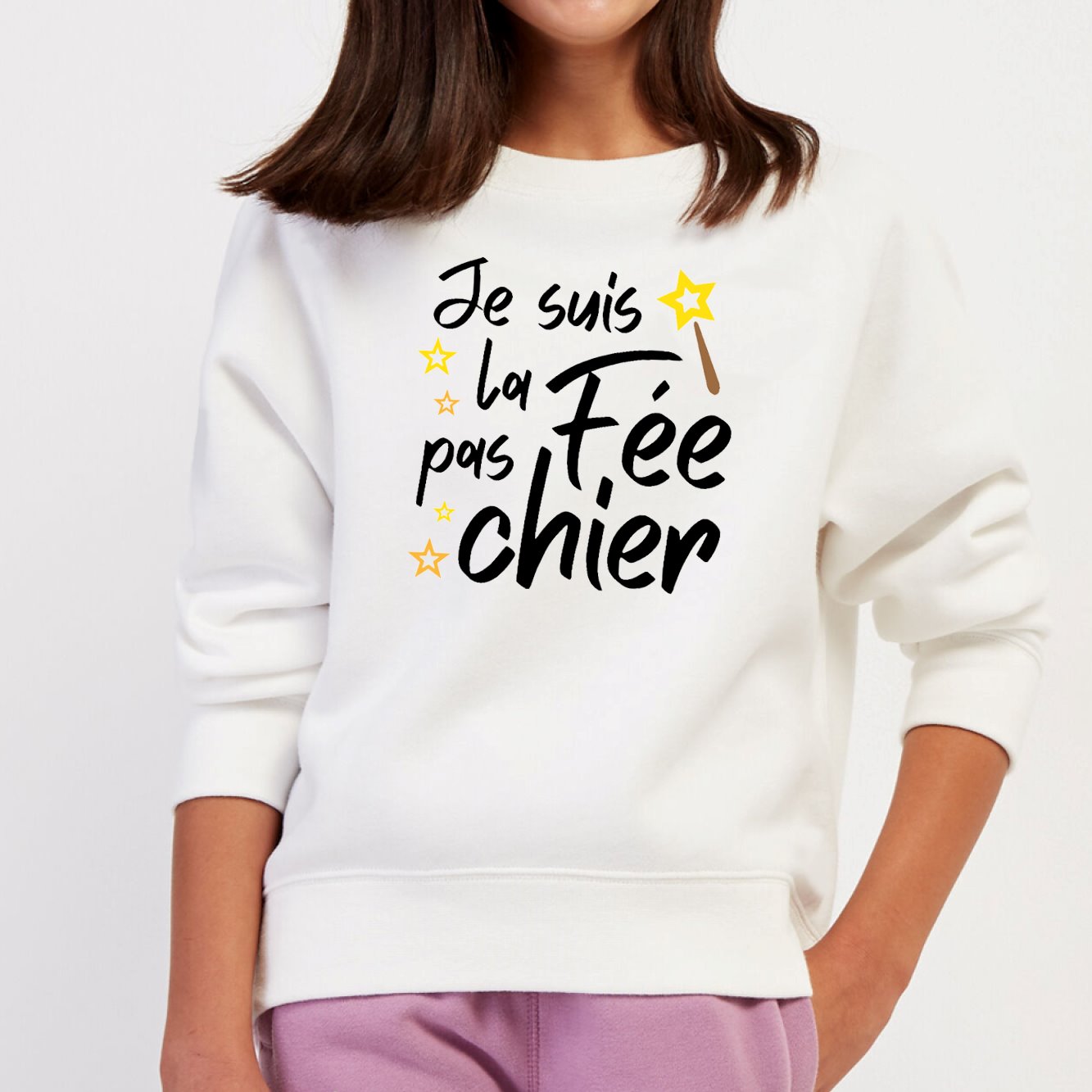 Sweat Enfant La fée pas chier Blanc