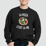 Sweat Enfant La pizza c'est la vie Noir