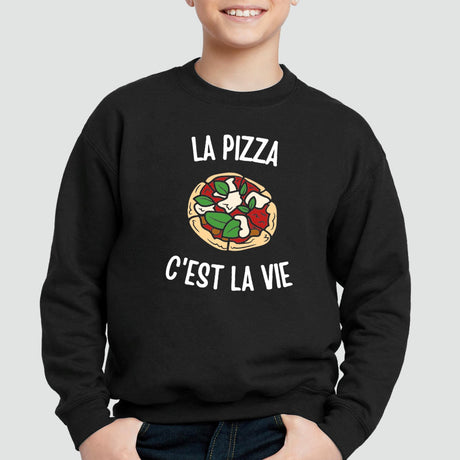 Sweat Enfant La pizza c'est la vie Noir