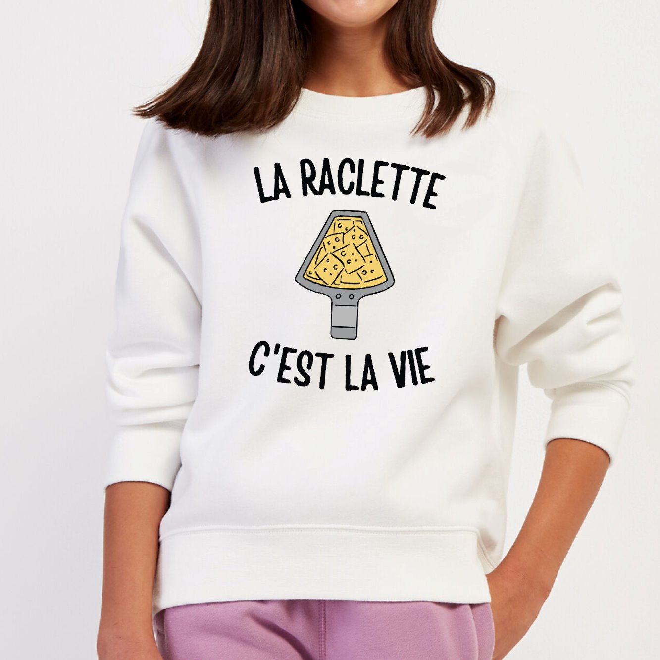 Sweat Enfant La raclette c'est la vie Blanc