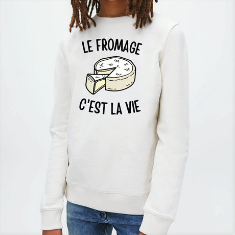 Sweat Enfant Le fromage c'est la vie Blanc