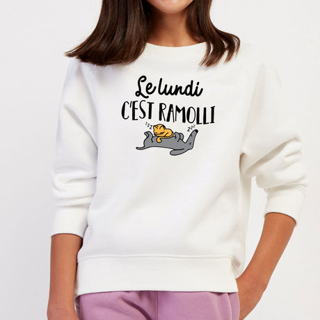 Sweat Enfant Le lundi c'est ramolli Blanc