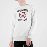 Sweat Enfant Le saucisson c'est la vie Blanc