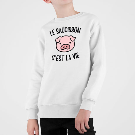 Sweat Enfant Le saucisson c'est la vie Blanc