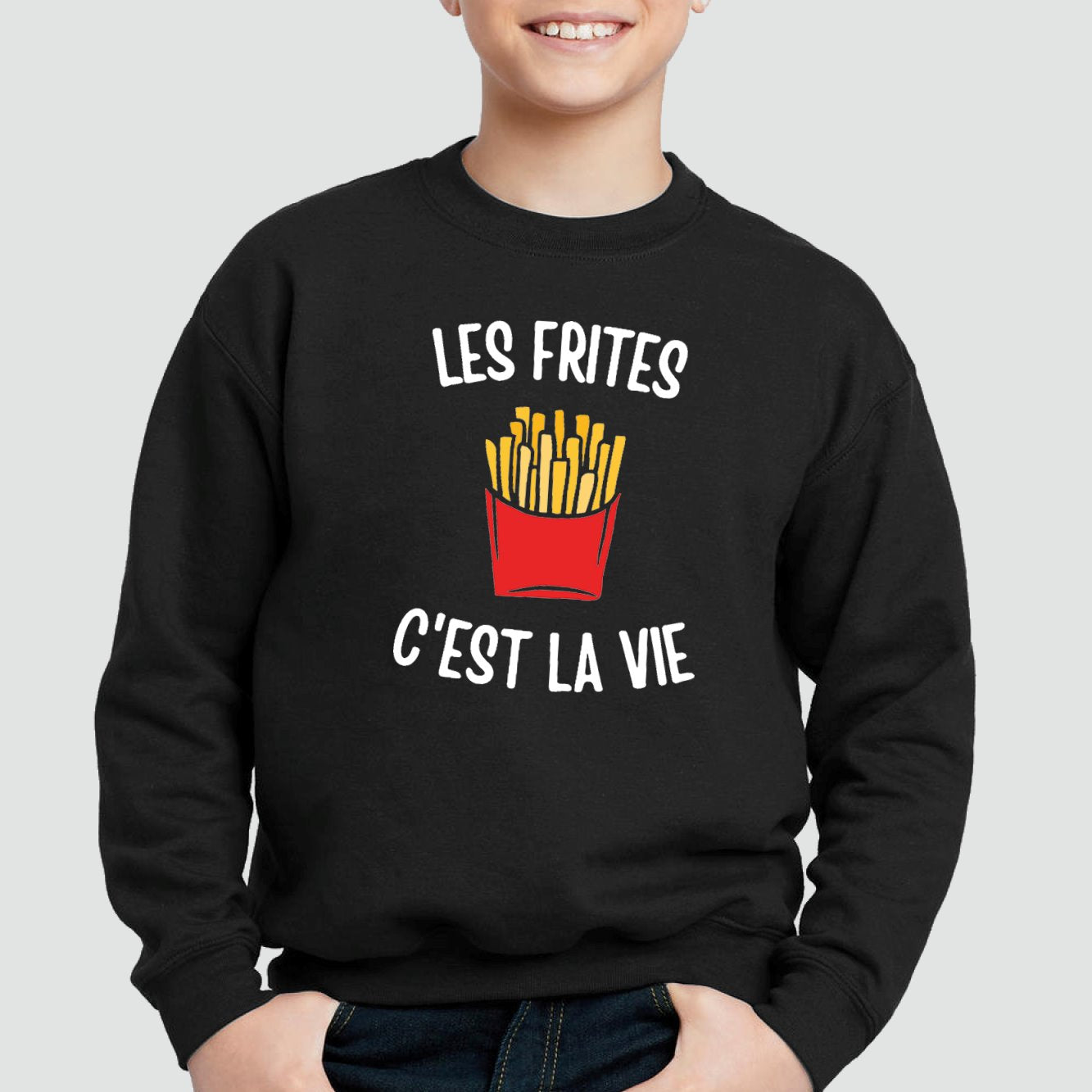 Sweat Enfant Les frites c'est la vie Noir