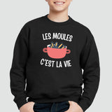 Sweat Enfant Les moules c'est la vie Noir