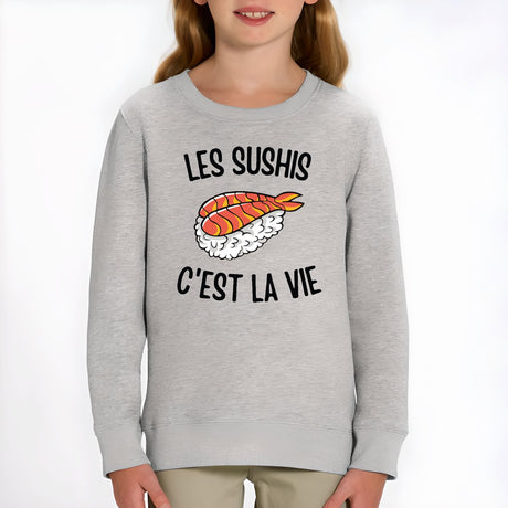 Sweat Enfant Les sushis c'est la vie Gris