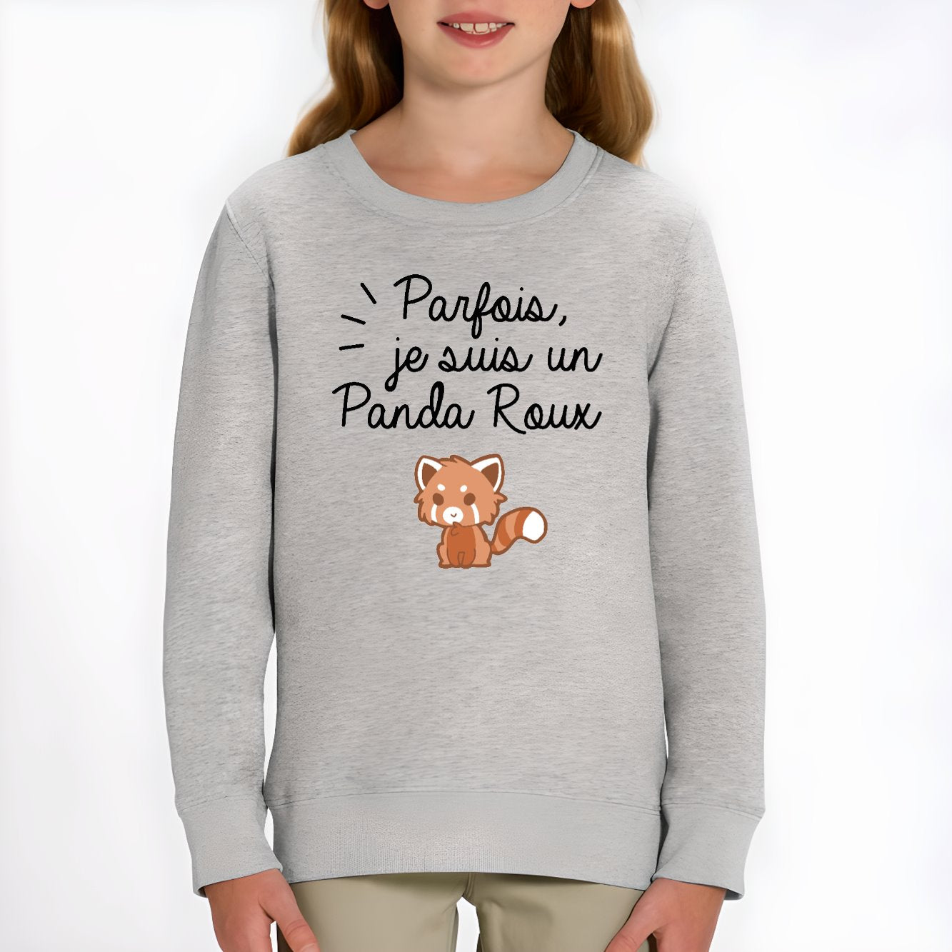 Sweat Enfant Panda roux Gris