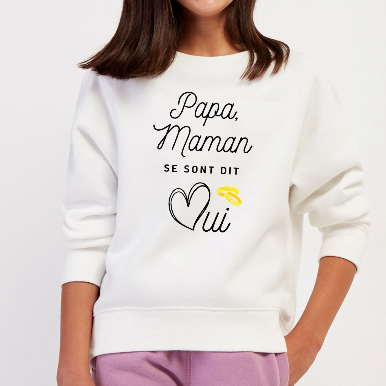 Sweat Enfant Papa maman se sont dit oui Blanc