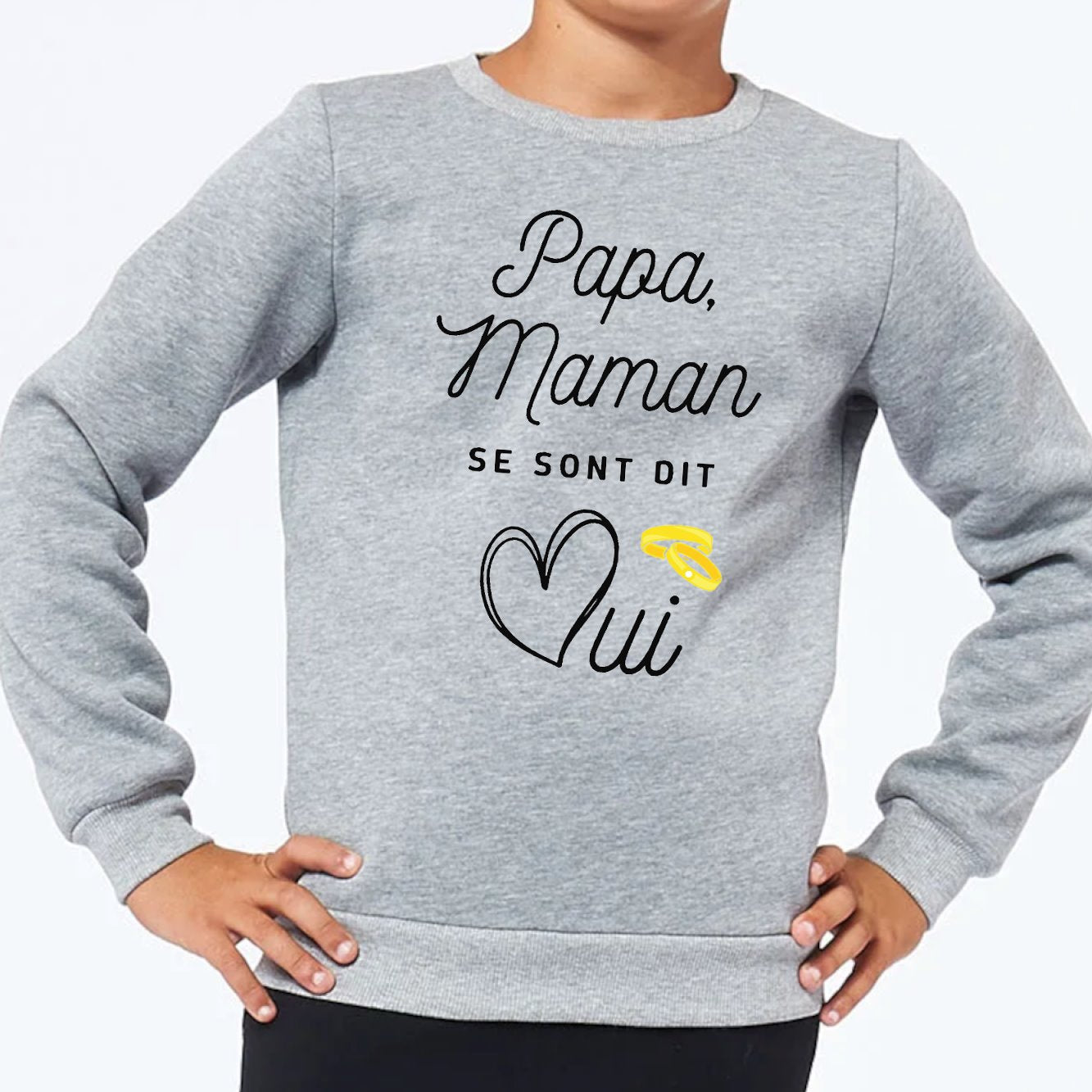 Sweat Enfant Papa maman se sont dit oui Gris