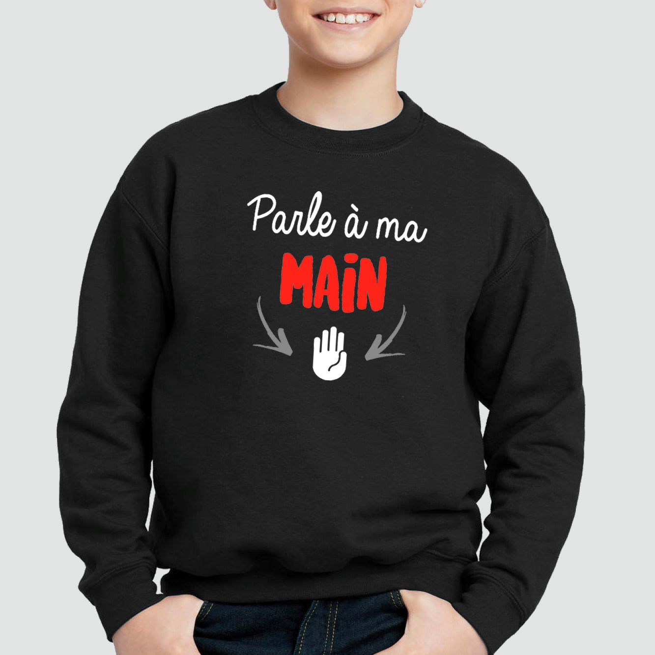 Sweat Enfant Parle à ma main Noir