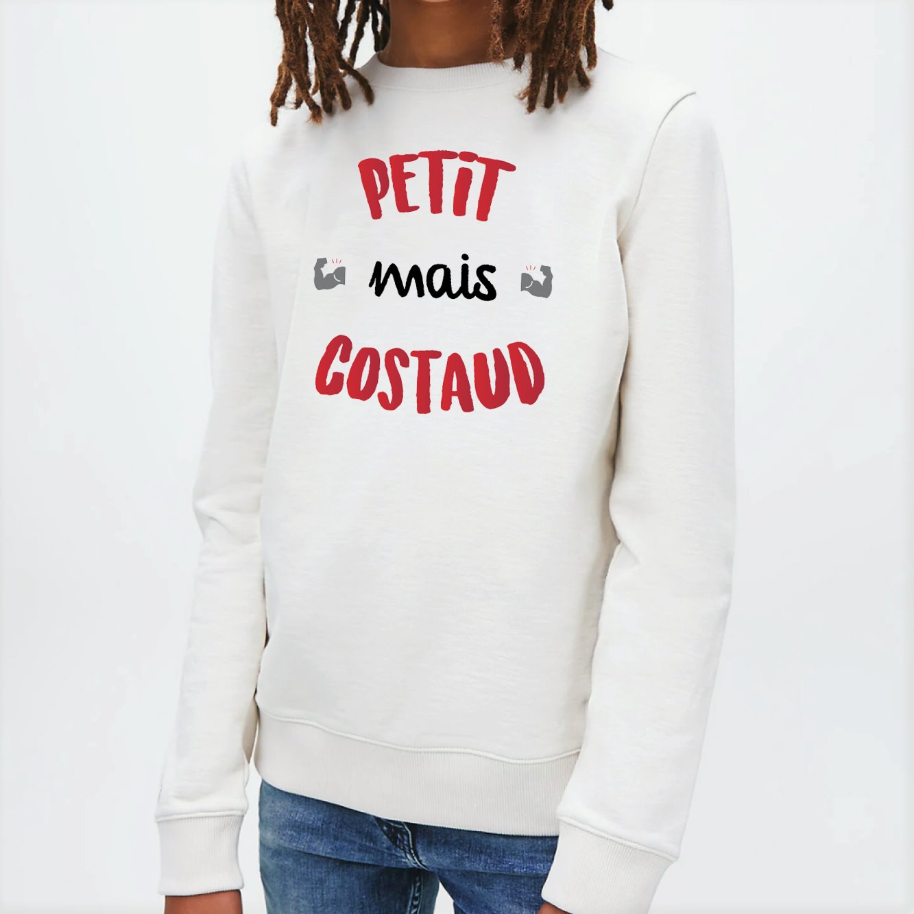 Sweat Enfant Petit mais costaud Blanc