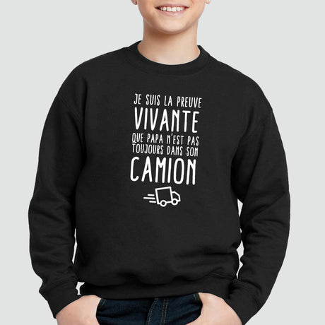 Sweat Enfant Preuve que papa n'est pas toujours dans son camion Noir