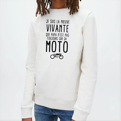 Sweat Enfant Preuve que papa n'est pas toujours sur sa moto Blanc