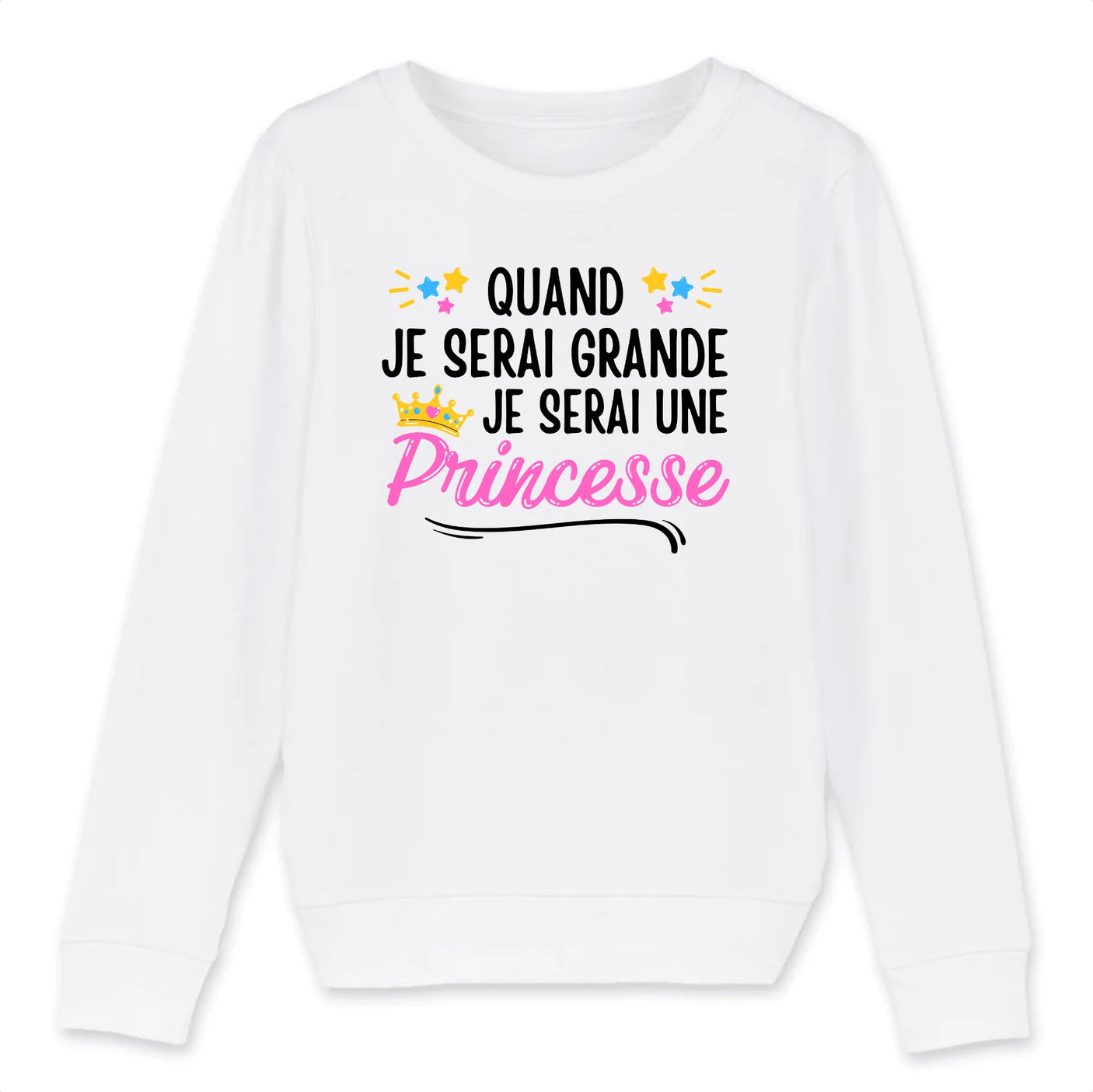 Sweat Enfant Quand je serai grande je serai une princesse 