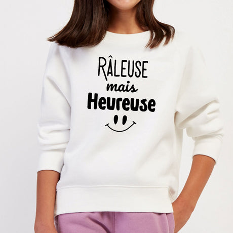 Sweat Enfant Râleuse mais heureuse Blanc