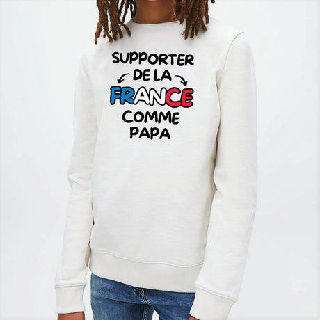 Sweat Enfant Supporter de la France comme papa Blanc