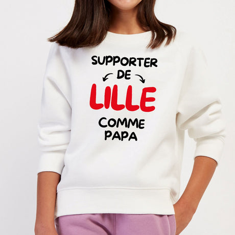 Sweat Enfant Supporter de Lille comme papa Blanc