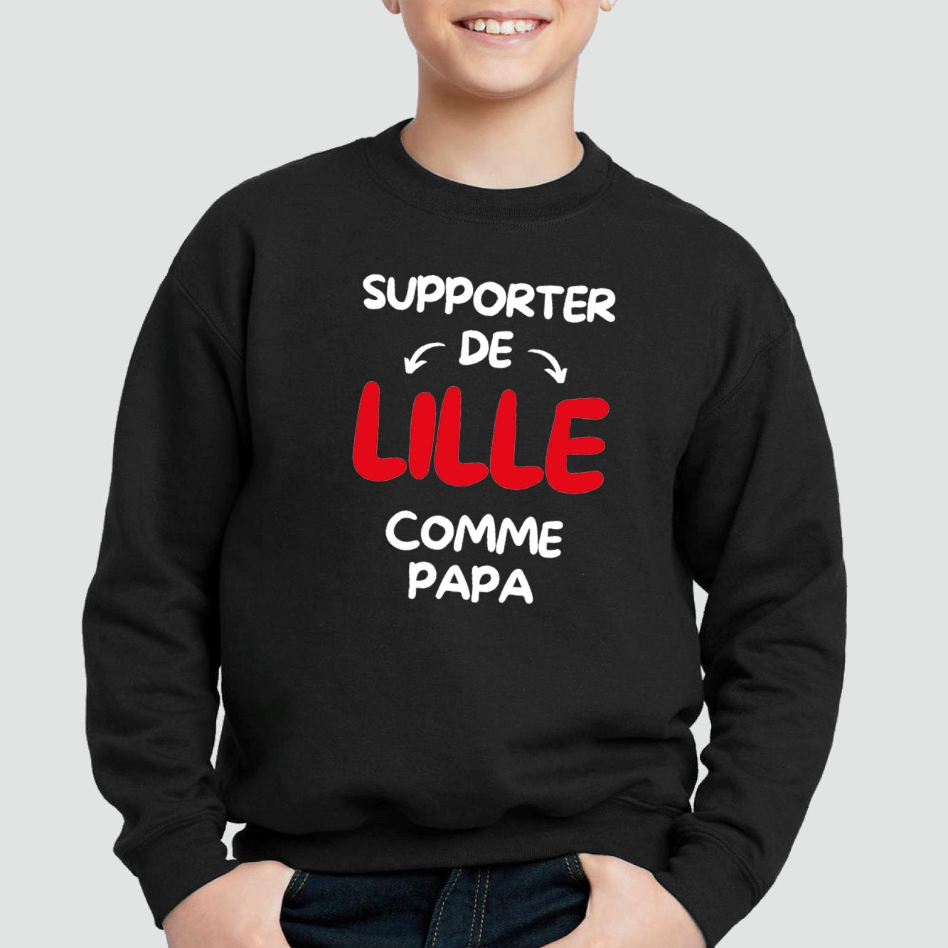 Sweat Enfant Supporter de Lille comme papa Noir