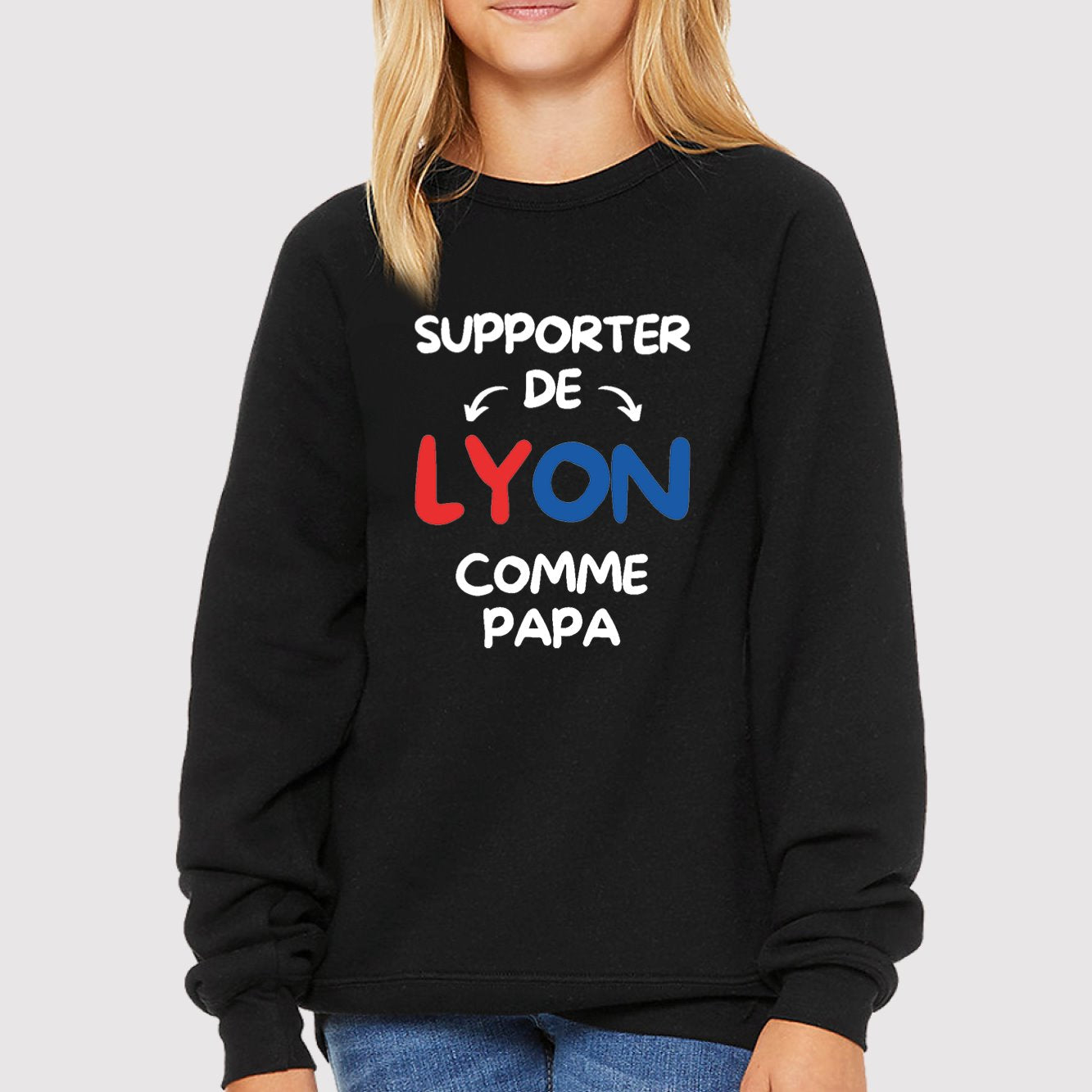 Sweat Enfant Supporter de Lyon comme papa Noir