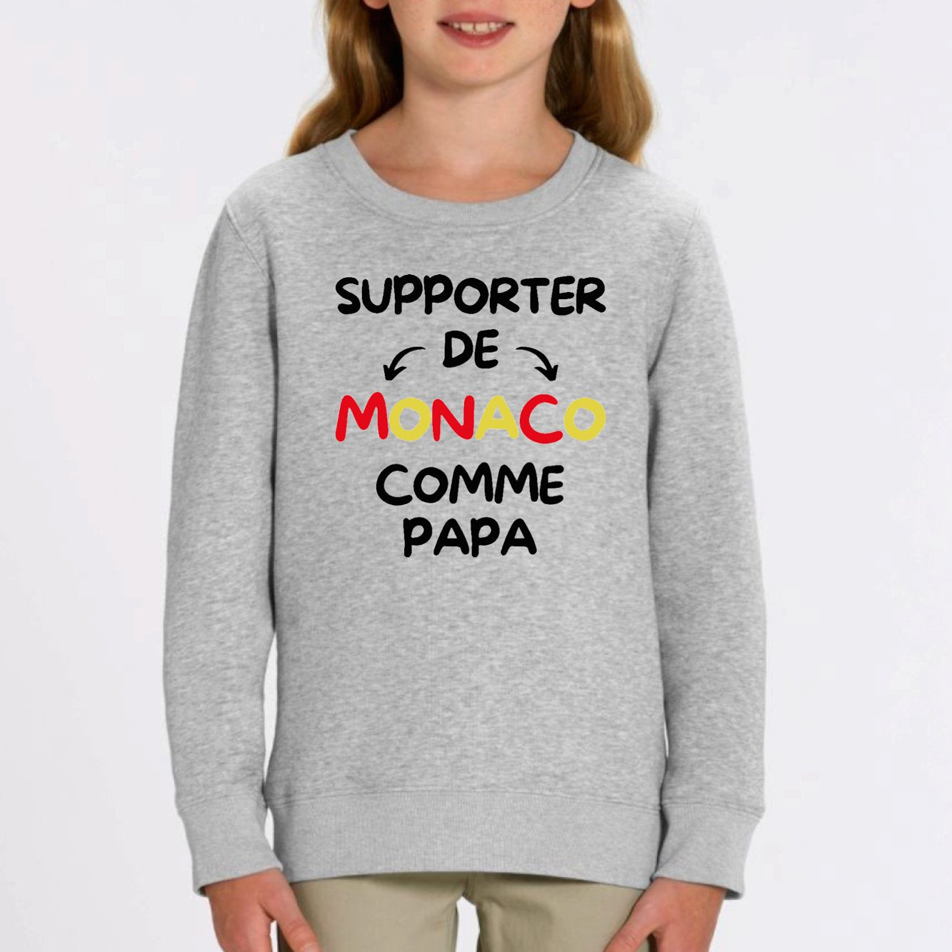 Sweat Enfant Supporter de Monaco comme papa Gris