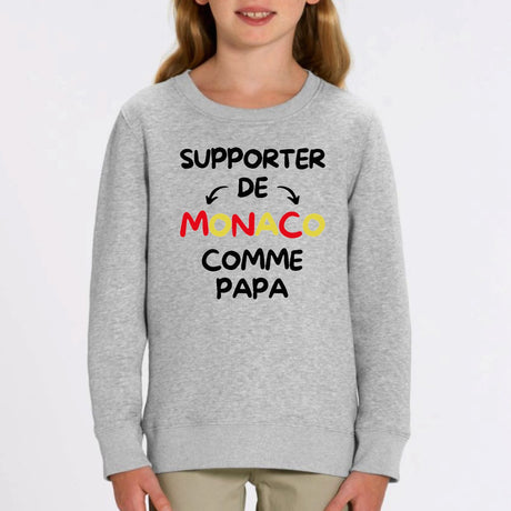 Sweat Enfant Supporter de Monaco comme papa Gris