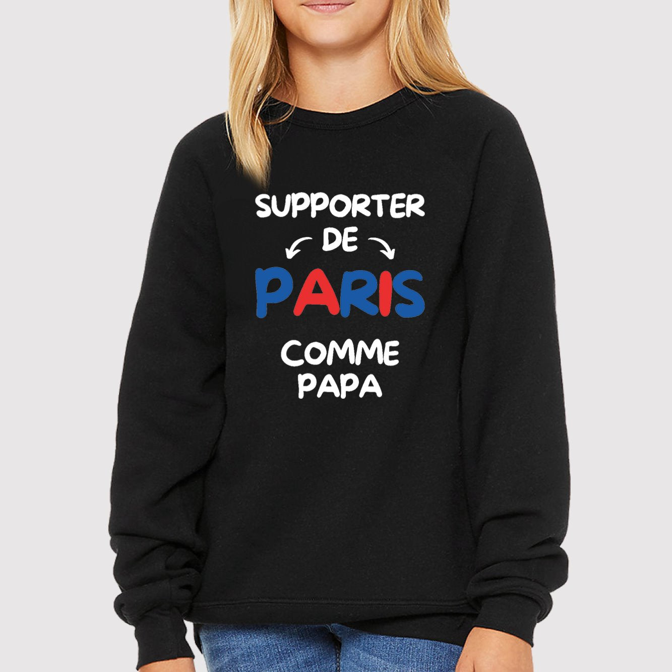 Sweat Enfant Supporter de Paris comme papa Noir