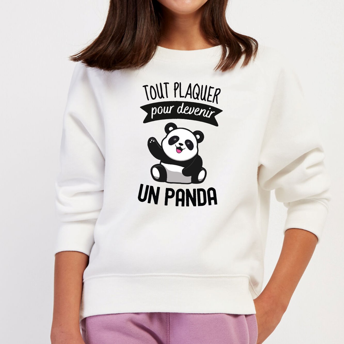 Sweat Enfant Tout plaquer pour devenir un panda Blanc