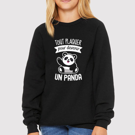 Sweat Enfant Tout plaquer pour devenir un panda Noir