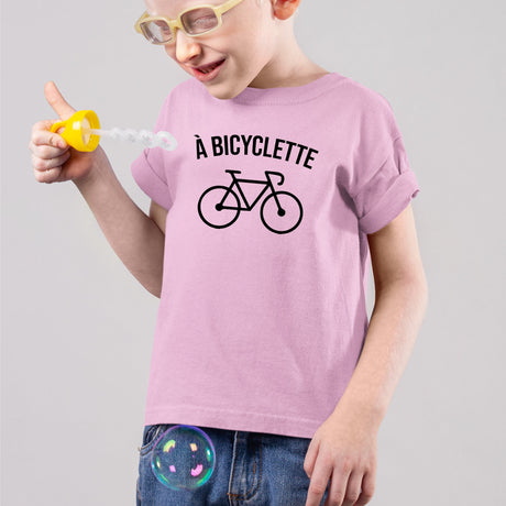 T-Shirt Enfant À bicyclette Rose