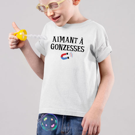 T-Shirt Enfant Aimant à gonzesses Blanc