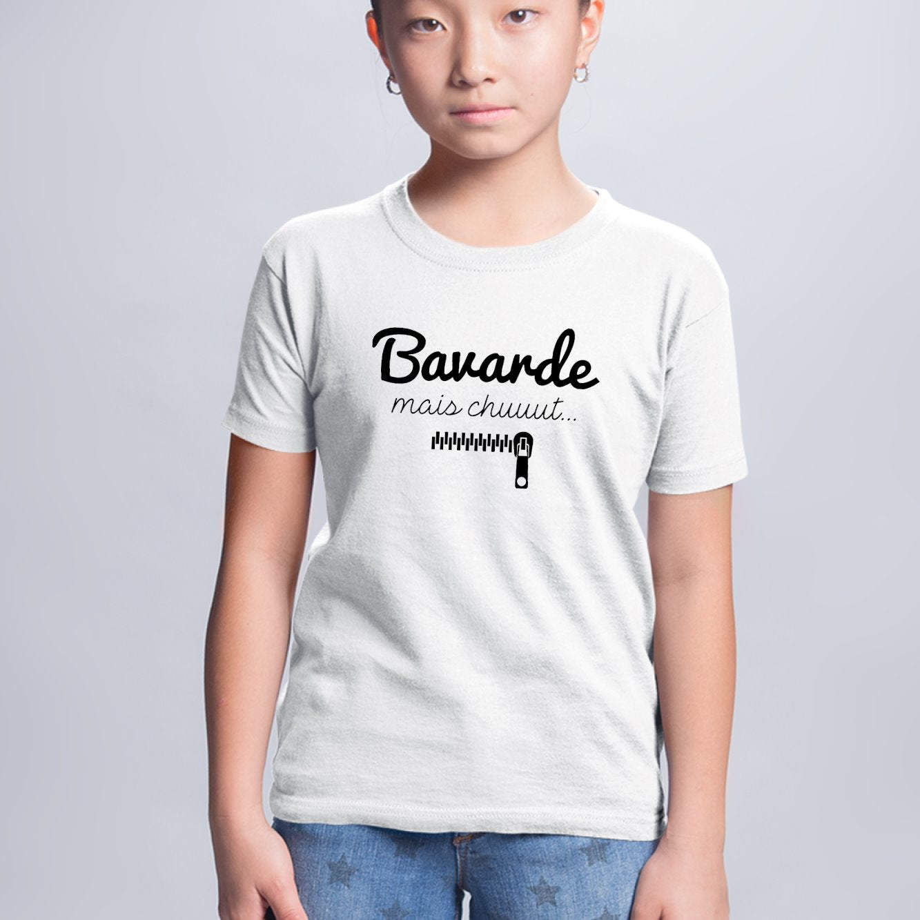 T-Shirt Enfant Bavarde mais chut Blanc