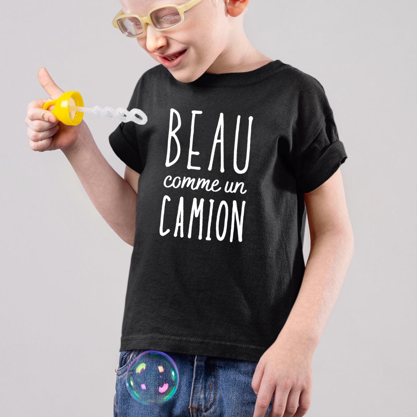 T-Shirt Enfant Beau comme un camion Noir