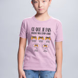 T-Shirt Enfant Ce que je fais durant mon temps libre Jeux vidéo Rose