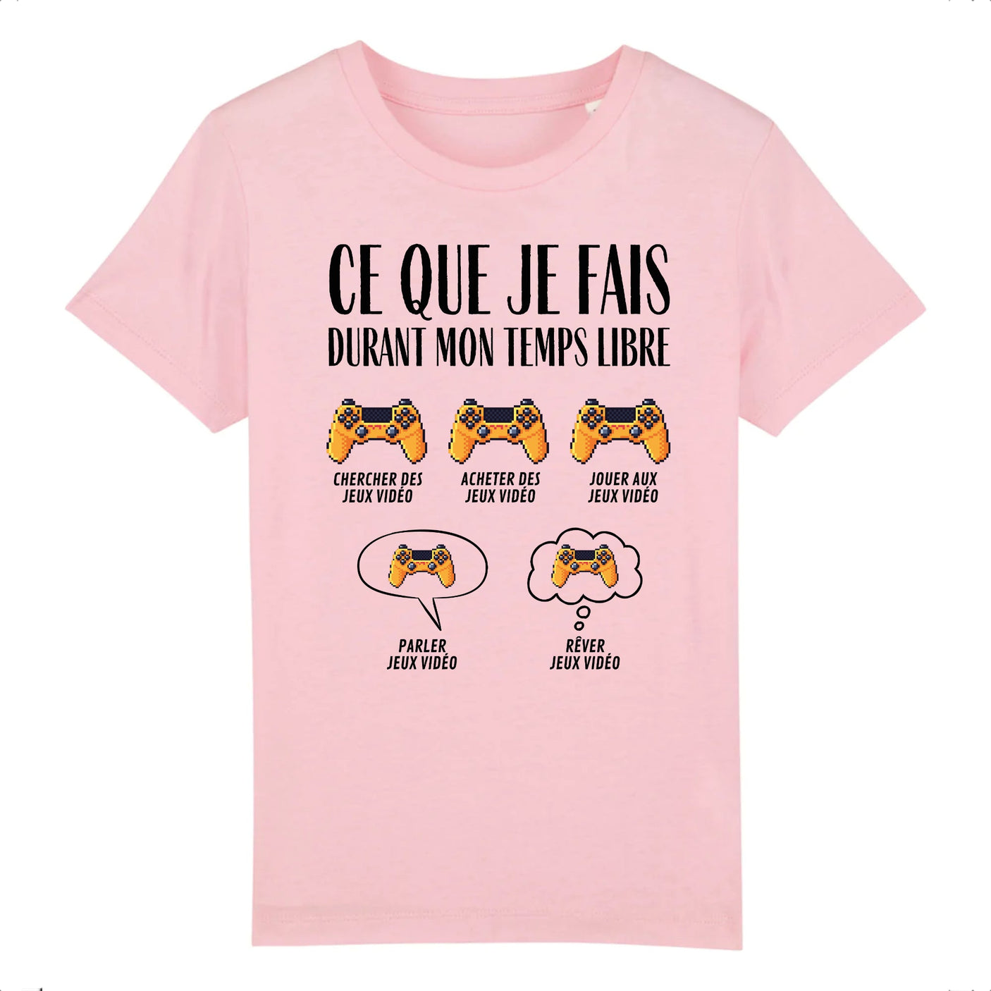 T-Shirt Enfant Ce que je fais durant mon temps libre Jeux vidéo 