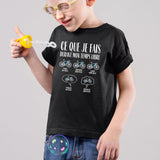 T-Shirt Enfant Ce que je fais durant mon temps libre Vélo Noir